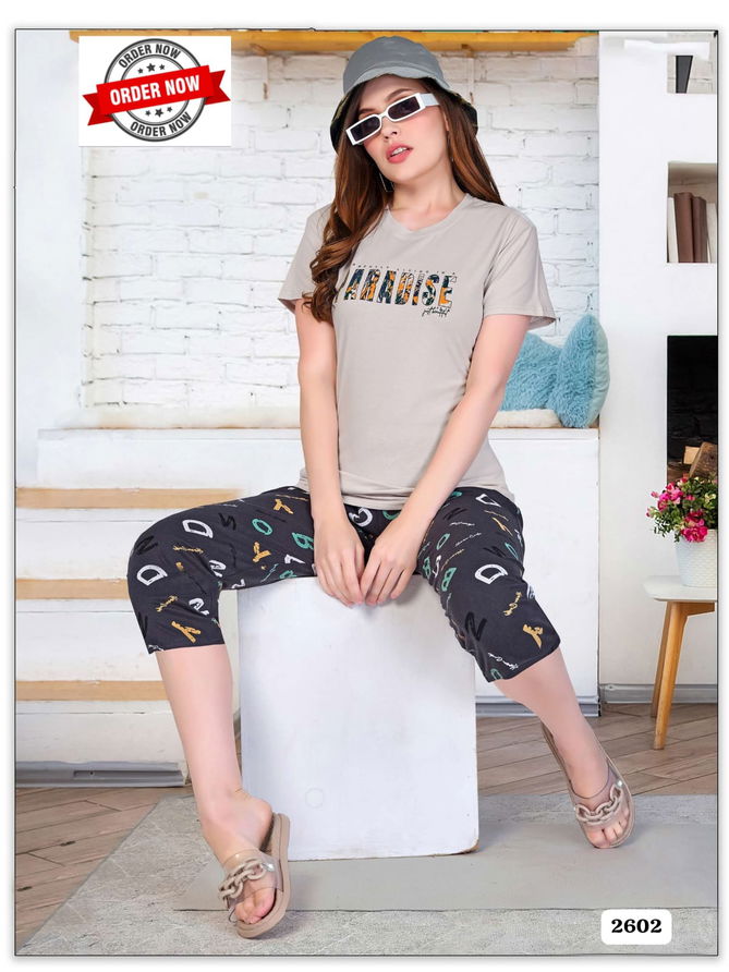 Capri Vol AT2602 Summer Special Shinker Hosiery Cotton Night Suit Wholesale Shop In Surat
